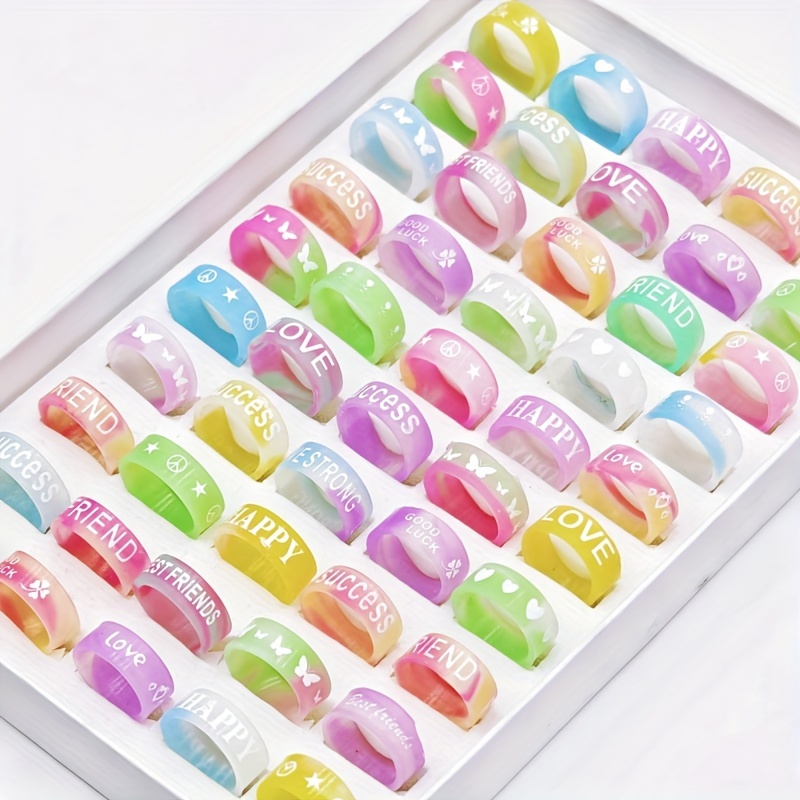 Mixed Styles Silicone Printed Rings Set